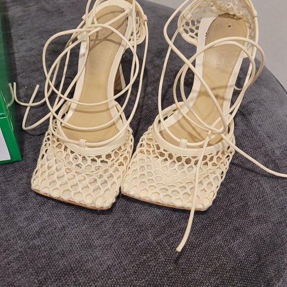 Bottega Veneta Shoes - Bottega Veneta Mesh stretch heel beige colour in size 36.5